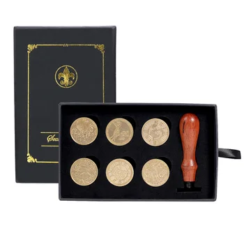 

3cm Seal Stamp Stick Set Replaceable Sealing Wax Diversiform Vintage Signet Stamps for Letter Postage Envelop Wedding Invitation