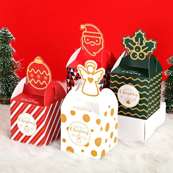 

10pcs Christmas Packing Gift Bag Candy Boxes for Kids Birthday Wedding Box Packaging Paper Bags Event Xmas Party Supplies D30