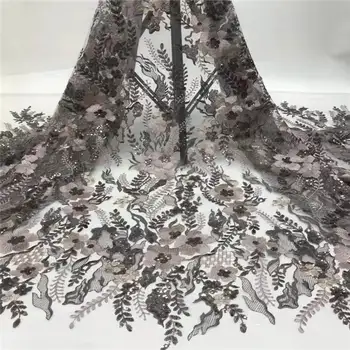 

2020 Popular Nigerian sequins lace fabric high quality New African tulle lace sequin fabric for Wedding Dresses