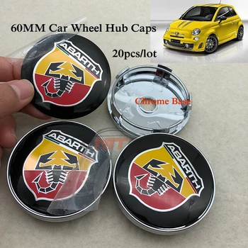 

Free Shipping 20pcs/lot Chrome 60mm 6cm 2.36inch Car Wheel Hub Caps for Abarth Logo Badge Emblem Car Wheel Center Covers