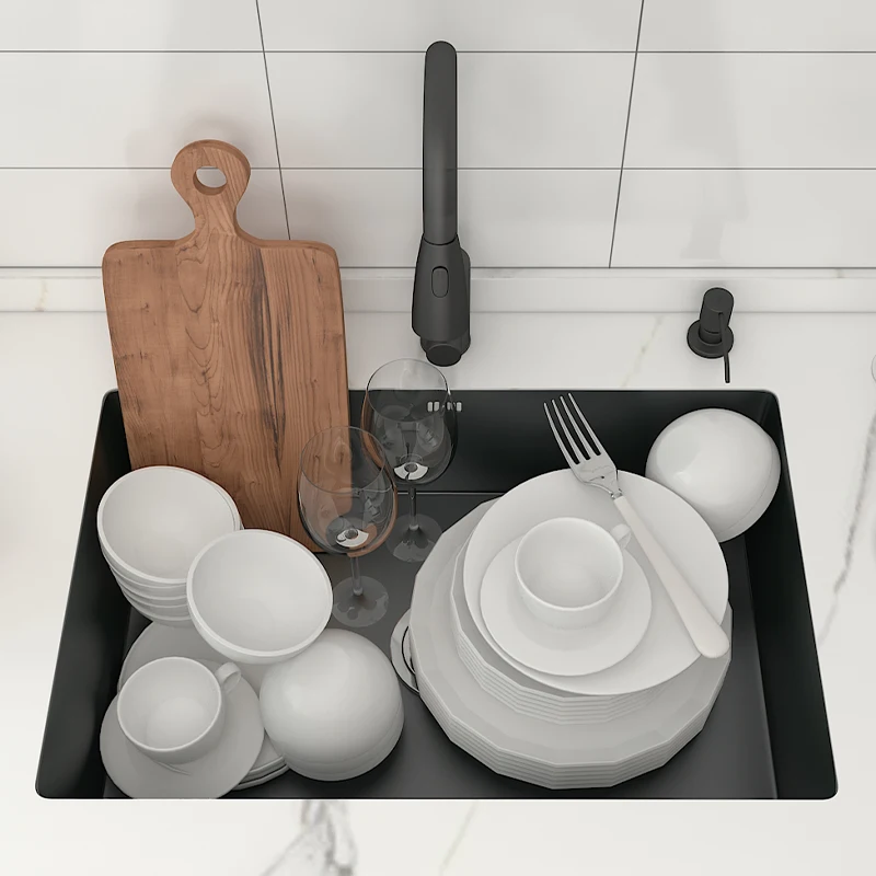 304 Stainless Steel Kitchen Sink Undermount Single Bowl Dark Gray Wash Basin For Kitchen Home Improvement With Drain Accessories