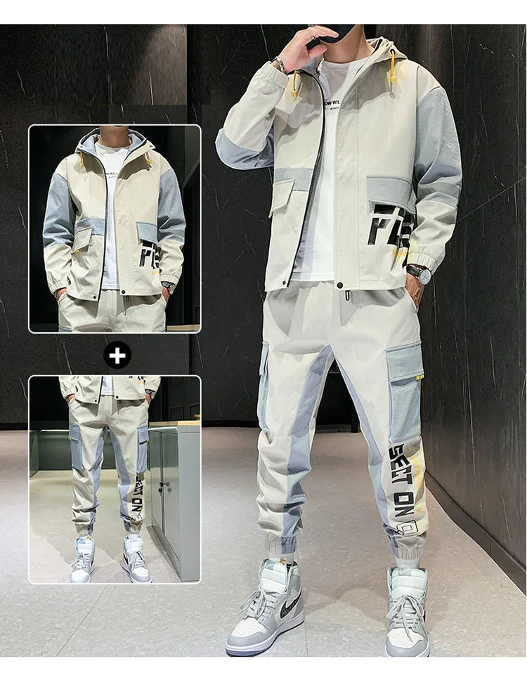 Mens Streetwear Tracksuit Set 2021 Autumn New Sweat Suit Men Hoodie Jacket + Sweatpants Hip Hop Set Male Fashion Joggers Sets