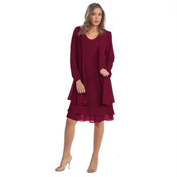 

BGW Chiffon Mother Of The Bride Dresses Two Pieces Платье Для Мамы Невесты Long Sleeves Robe Mere De La Mariee 2020 Five Colors