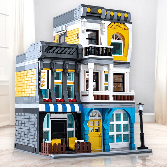 Creative Street View Building Blocks Coffee Shop Restaurant Garden Hotel Modular Bricks Toys MOC Architecture Sets