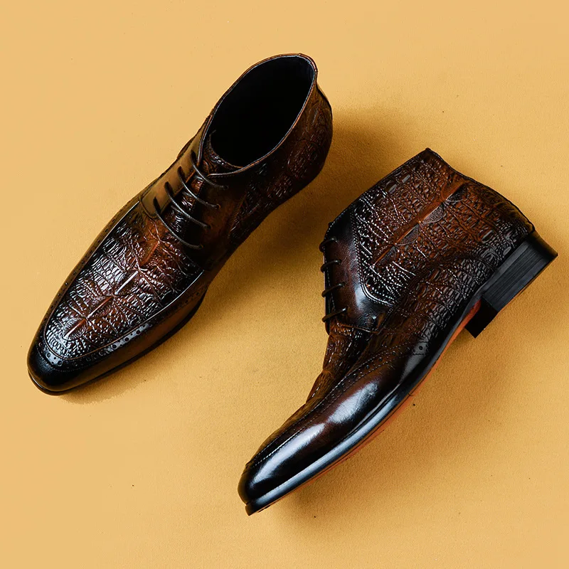 QYFCIOUFU/мужская модельная обувь; ботинки из натуральной коровьей кожи; классическая Модная брендовая обувь ручной работы на шнуровке; Мужские модельные туфли-оксфорды с острым носком