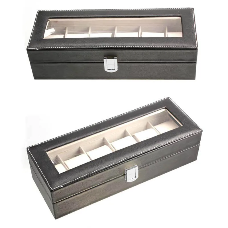10/6 Grids Wristwatch Box Holder PU Leather Watch Box Watches Display Rectangle Jewelry Storage Boxes High Quality jewelry box