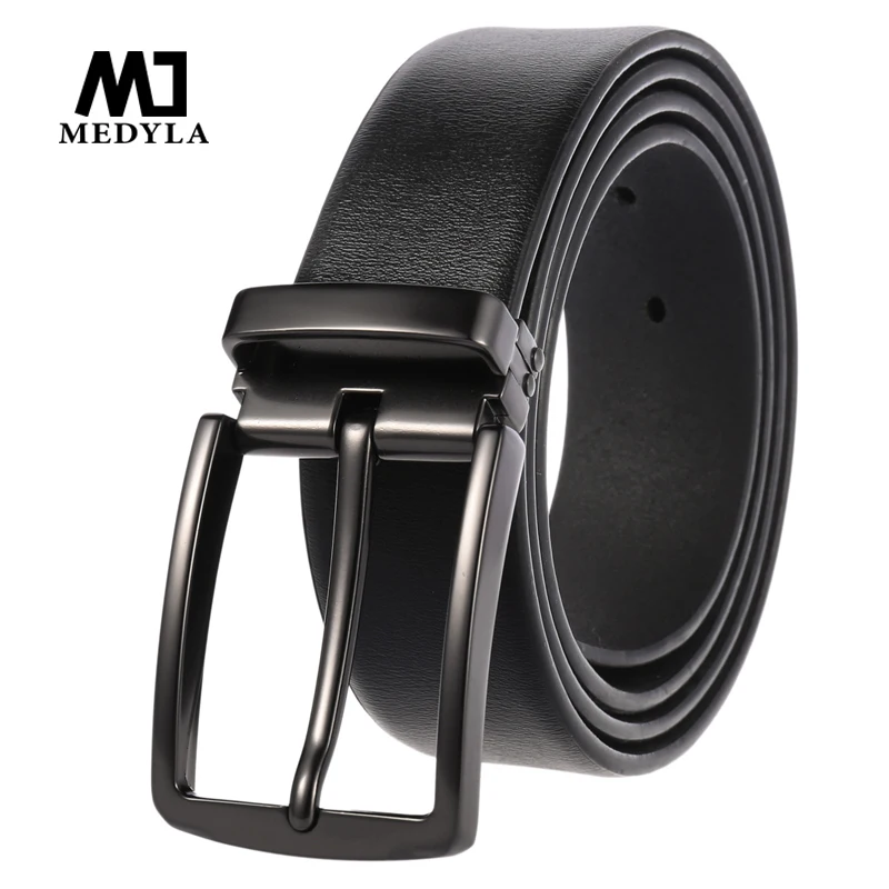 MEDYLA Genuine Leather For Men's Alloy Pin Buckle Jeans Cowskin Casual Belts Business Cowboy Waistband Male Designer 2021New