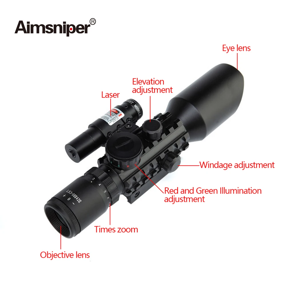 Aimsniper M9 3 10X42EG охотничья оптика рефлекторный прицел с красным лазером красный