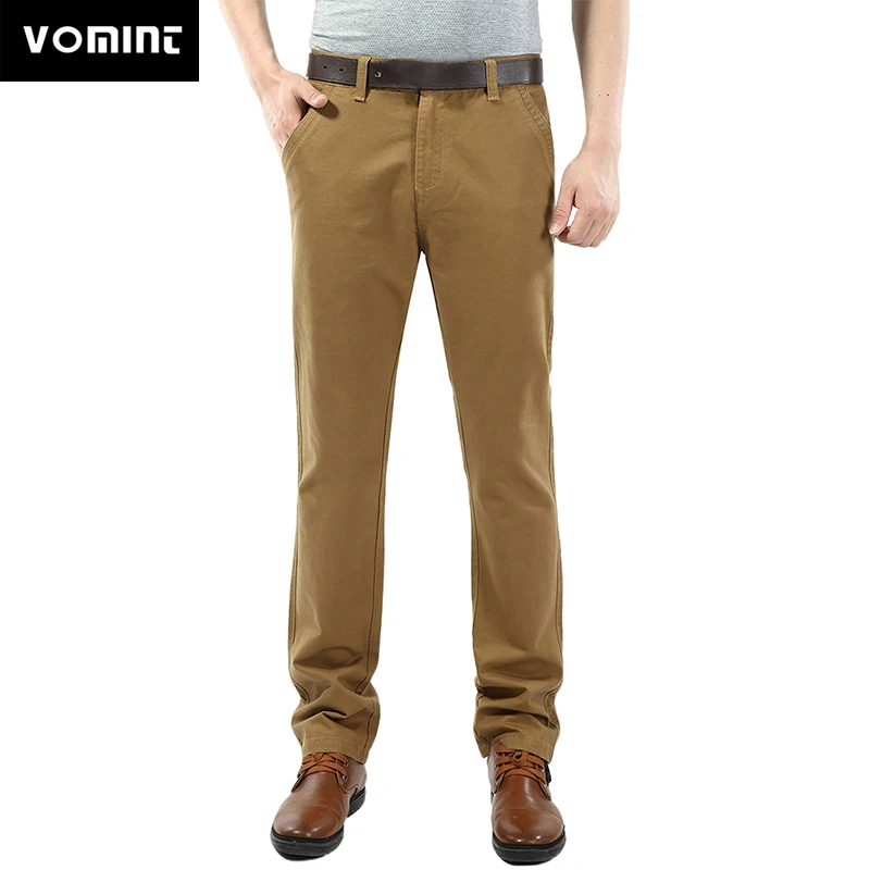 Мужские прямые брюки VOMINT повседневные из хлопка и твила с вышивкой 2020|business casual