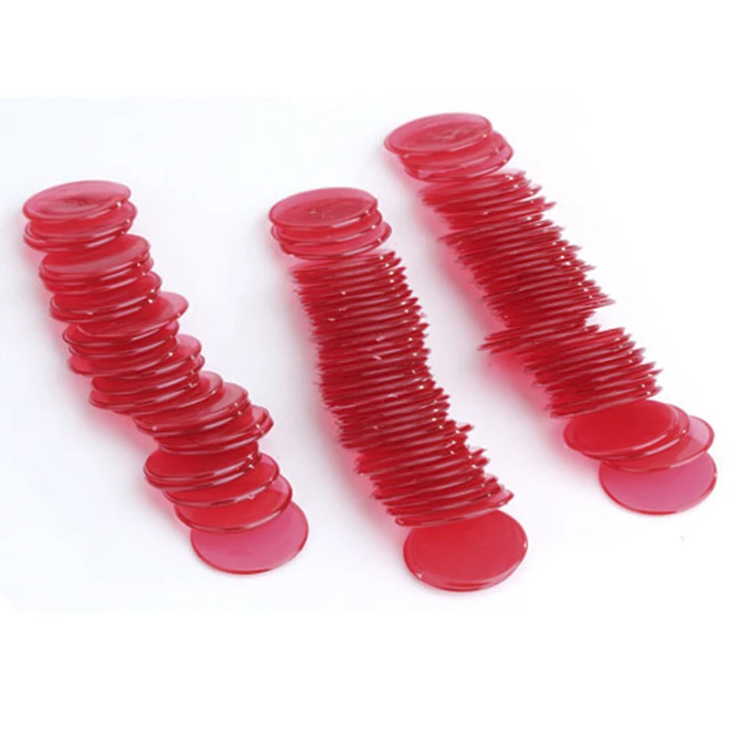 2x 100pcs ct 3/4 Inch PLASTIC CLEAR RED BINGO CHIPS kids Game