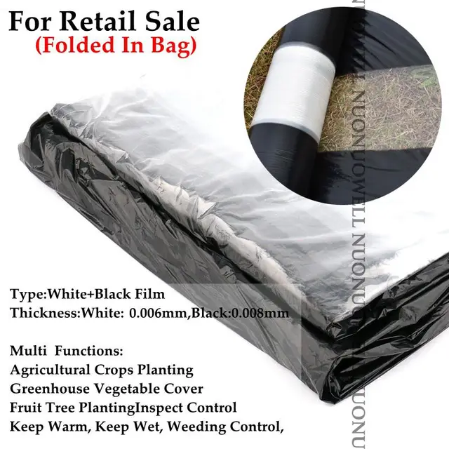 25 Méter Fehér-Fekete Kerti Film Mezőgazdaság Műanyag Gyomnövény Pe Fruit Tree Mulch Növények Borítják - Image 3