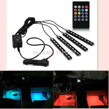 

4pcs Car RGB LED Strip Light LED Strip Lights for mini cooper f56 шкода октавия а7 nissan juke bmw f20 bmw f15 cruze