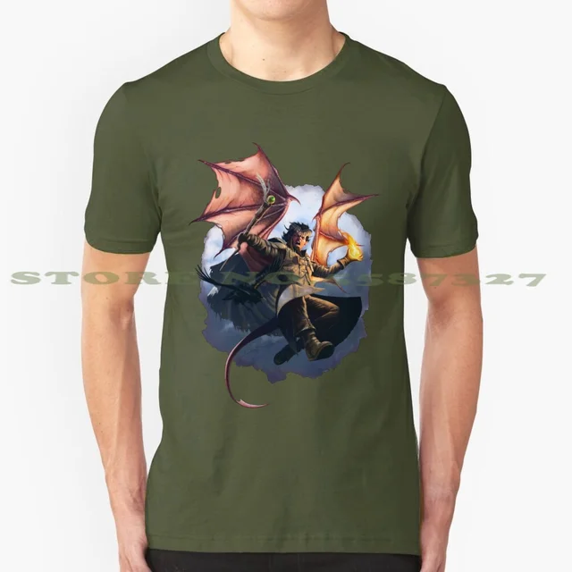 Tiefling Wizard Black White Tshirt For Men Women Tiefling Wizard Pathfinder Demon Devil Winged D D Raven Flying Attack T Shirts Aliexpress