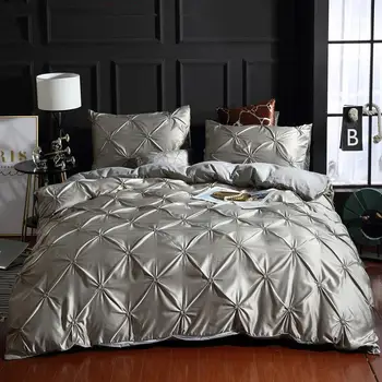

40Luxury Solid Comfortable Quilt Cover Adult Bed Bedding Linens White/Gray Bed Cover Pillowcase US Twin Bed Duvet Cover Set