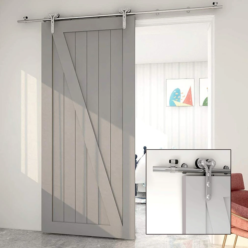 

GEDDEN 4-16FT Stainless Steel Barn Door Slides Hardware Y-Shaped Hanger Roller Track System Wood Door Hardware for Single Doors