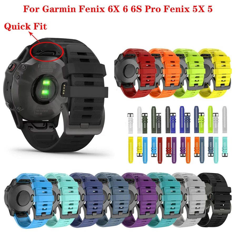 26 22 мм быстросъемный ремешок для часов Garmin Fenix 6X6 S Pro Quick Fit Силиконовый ремешок для наручных часов Garmin Fenix 5 5X 5S