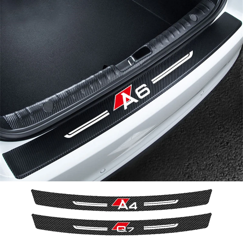 Car trunk protector For Audi A3 8P 8V A4 B8 B6 A6 A7 C6 C5 Q2 Q3 Q5 Q7 Q8 TT carbon fiber car rear bumper protective film | Автомобили и