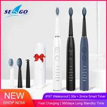 SEAGO Sonic электрическая зубная щетка обновленная для взрослых Водонепроницаемая USB перезаряжаемая с 5 сменными головками вибратор Здоровый подарок