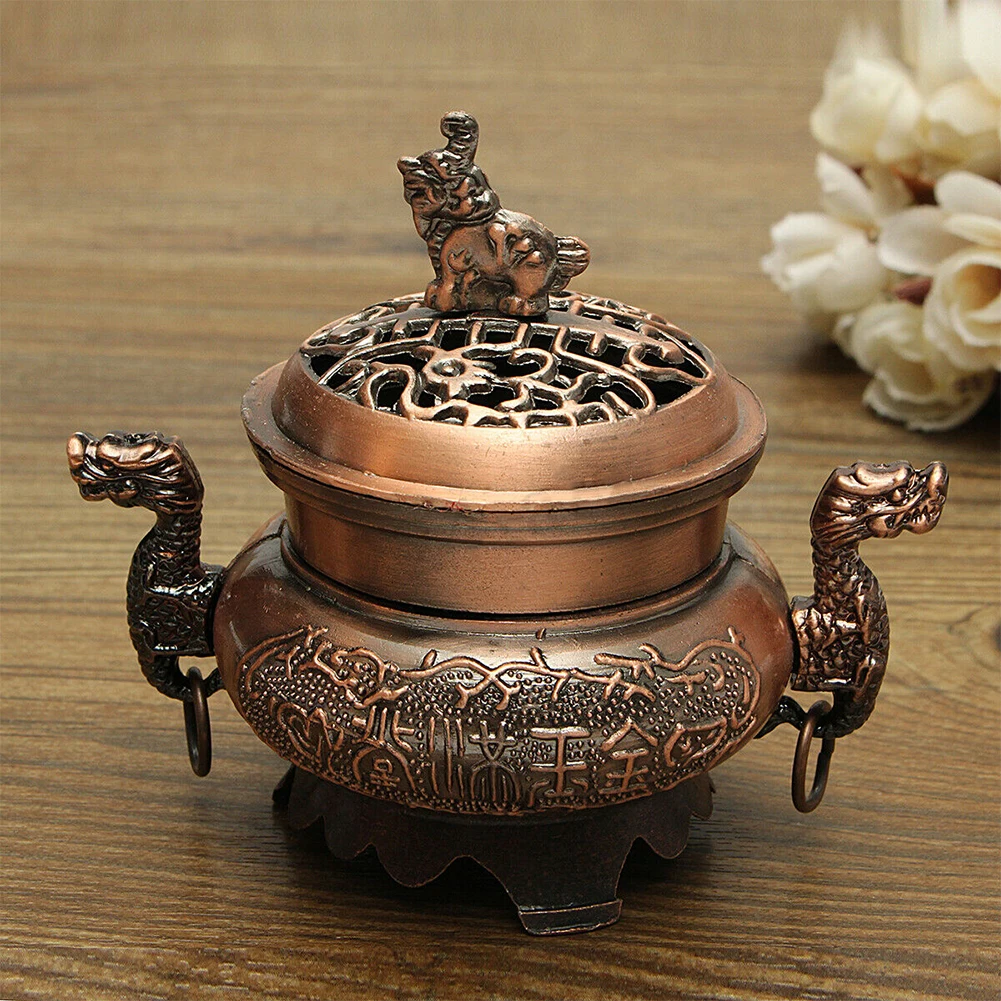 Holder Office Gift Small Durable Vintage Design Living Room Zinc Alloy Craft Home Decor With Lid Exquisite Incense Burner