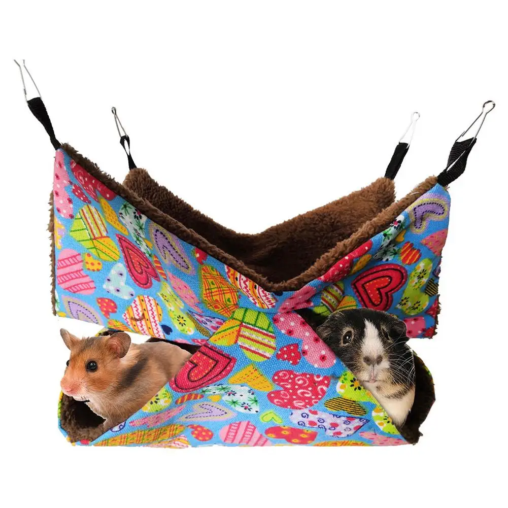 Hamster Hammock Warm Double Layer Sandwich Small Pet Hammock Hanging Squirrel Sleeping Bag Pet Supplies - Цвет: B