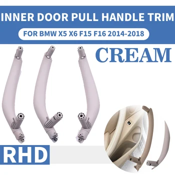 

3PCS RHD Front Rear Left / Right Car Interior Inner 3 Doors Pull Handle Trim Cover Armrest Cream For BMW X5 X6 F15 F16 2014-18