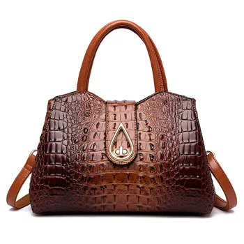 

Retro Women Tote Bags Designer Alligator Handbag 2020 High Quality PU Leather Lock Shoulder Messenger Bags Sac Main Femme