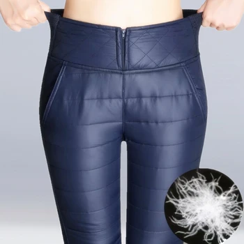 

New Winter Women Warm Down Pants Plus Size Velvet Thicken Trousers High Waist Pencil Pants Female Casual Pants Slim Leggings