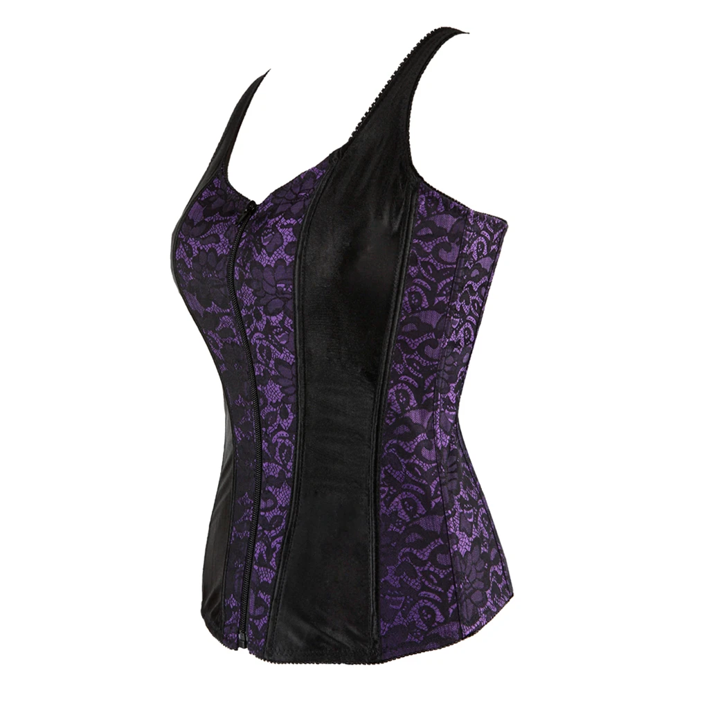 Zipper Overbust Blue Corset Top Women Bustier Party Clothing V Neck Bodice Steampunk Corselet Black Gothic Costumes Plus Size