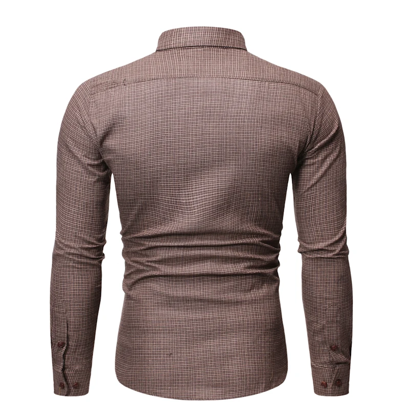 high quality Autumn winter double pocket coffee plaid long sleeve shirt male Korean shirt men's port wind casual jacket