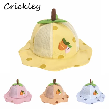 

Summer 1-3 Years Toddler Mesh Breathable Sunhat Cartoon Fruits Pattern Bucket Hat for Kids Girls Boy Solid Dot Soft Children Cap