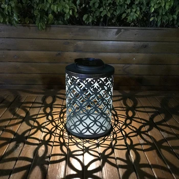 

Solar Lamp Retro Hollow Out Outdoor Light Waterproof Iron Solar Lamp Chinese Coin Hole Hanging Lantern Solar Flame Lights