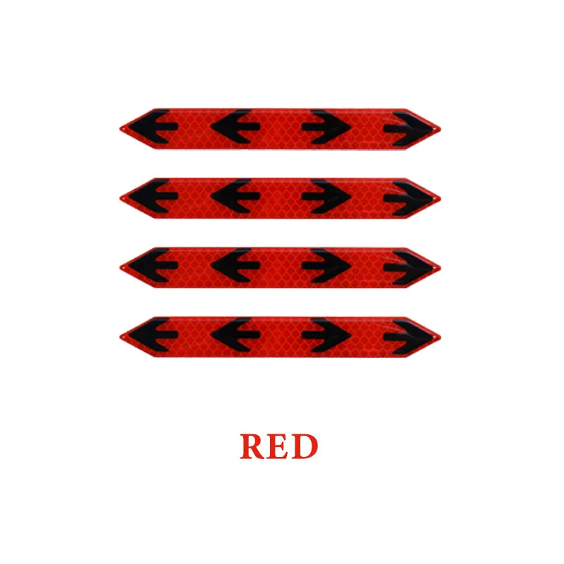 4Pcs/set Car Door Handle Reflective Strips Arrow Pattern Reflector Decals Stickers Anti-Collision Strip Warning Safe Car Styling - Цвет: Красный