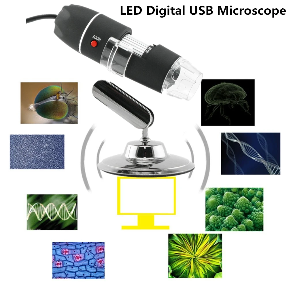 

1000X 8 LED Digital Microscope Magnifier Portable Hand Held USB Endoscope Camera Microscope Metal Base Endoscope for Inspection