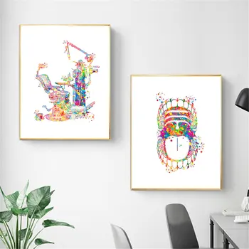 

Medical Wall Art Watercolor Print Clinic Wall Decor Dental Equipment Poster Teeth Anatomy Canvas Painting Dentist Gift Picture