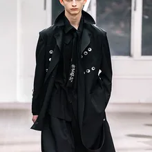 S~ 7XL! Настраиваемые Новые мужские модные сценические шоу средней и длинной секции свободные мульти-кнопки неравномерность после пальто