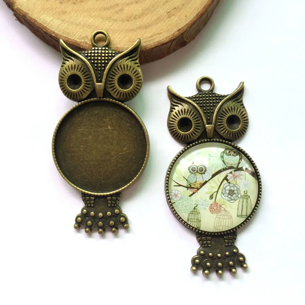 

5pcs/lot antique bronze tray pendant setting cameo tray inner 25mm cabochon supplies for jewelry MC-285