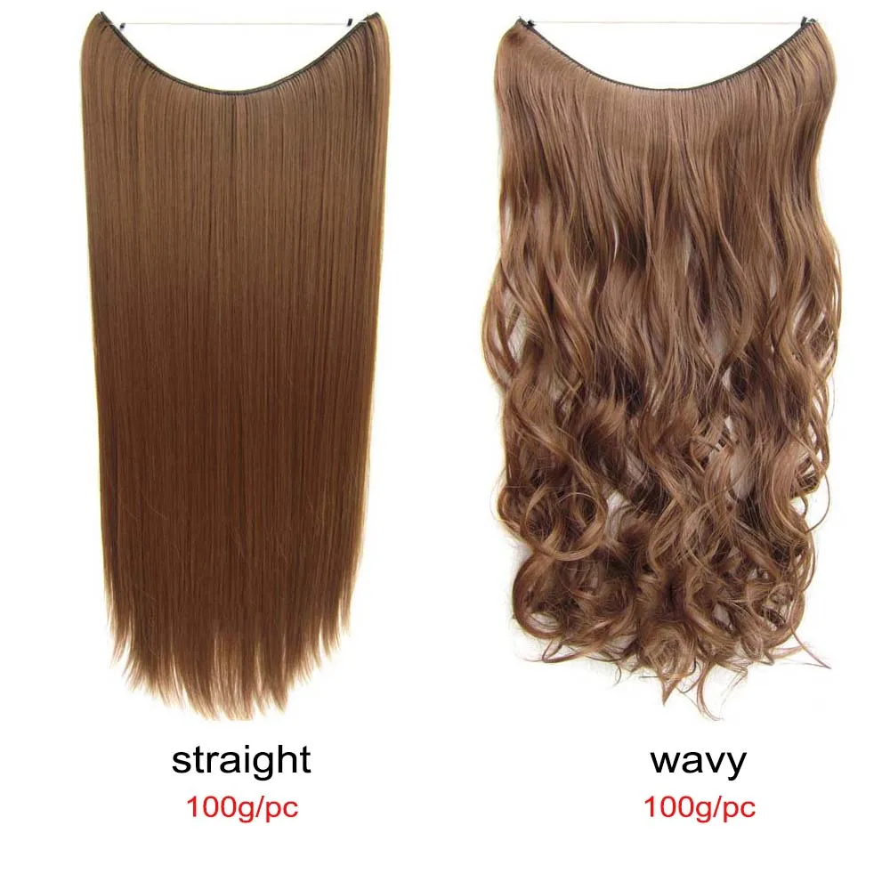 24inch 50grams 100grams Synthetic Hair Extension Gradual Color Brown Gray Blonde String Halo Hairpieces Extensions