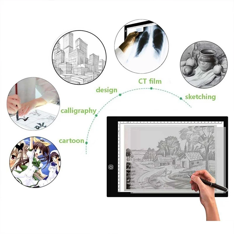 A4 Digital Graphic Tablet LED Diamond Painting Light Pad Board Portable Electronic Board Ultra Thin With Scale For Drawing - Image 6