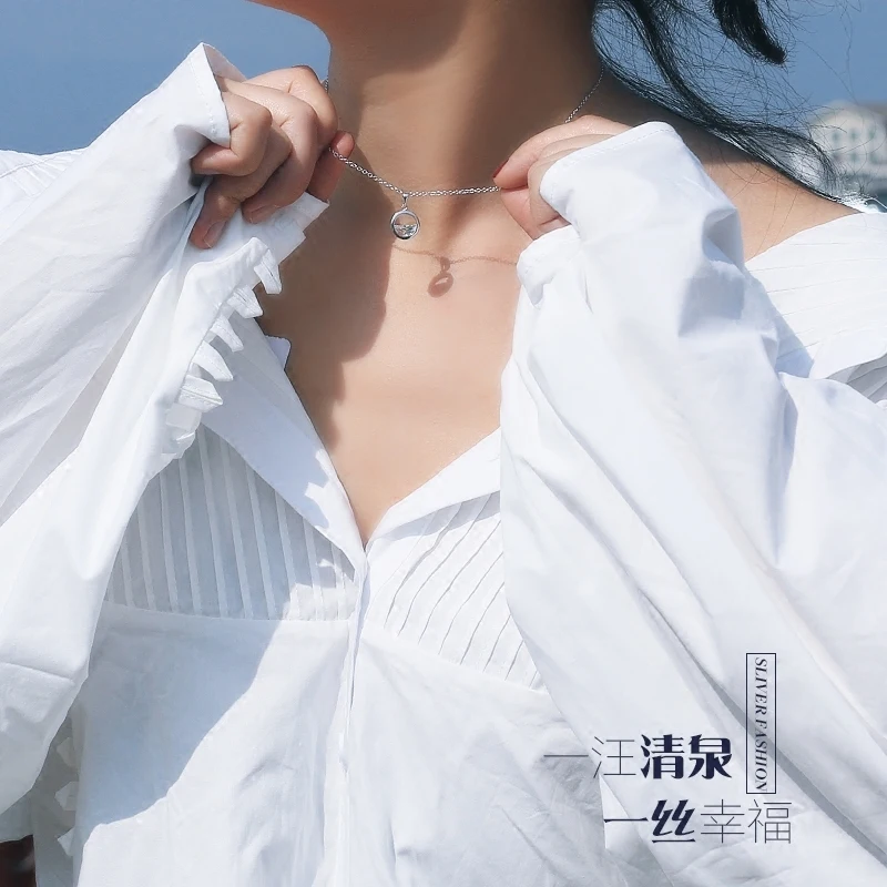 925 Sterling Silver Cubic Zirconia Round Circle Water Choker Necklaces For Women Wedding Statement Jewelry