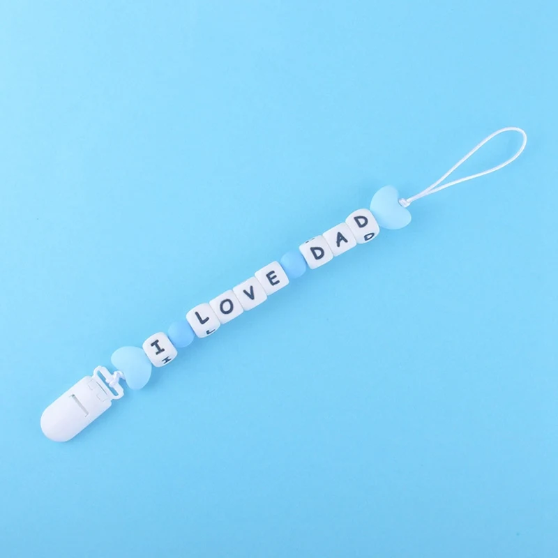 I LOVE DAD/MOM Beads цепочка для детской соски силиконовые бусины пустышка зажим держатель изящное украшение в виде пустышки пустышка с зажимом анти-потерянные цепи
