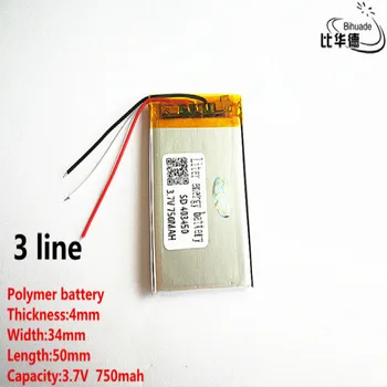 

5pcs/lot 3 line Good Qulity 3.7V,750mAH,403450 Polymer lithium ion / Li-ion battery for TOY,POWER BANK,GPS,mp3,mp4