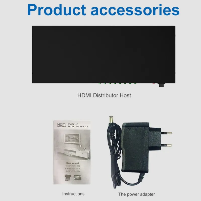 1 в 8 Выход HDMI сплиттер 1080P HD видео 3D поддержка адаптер Высокое Разрешение HDMI переключатель