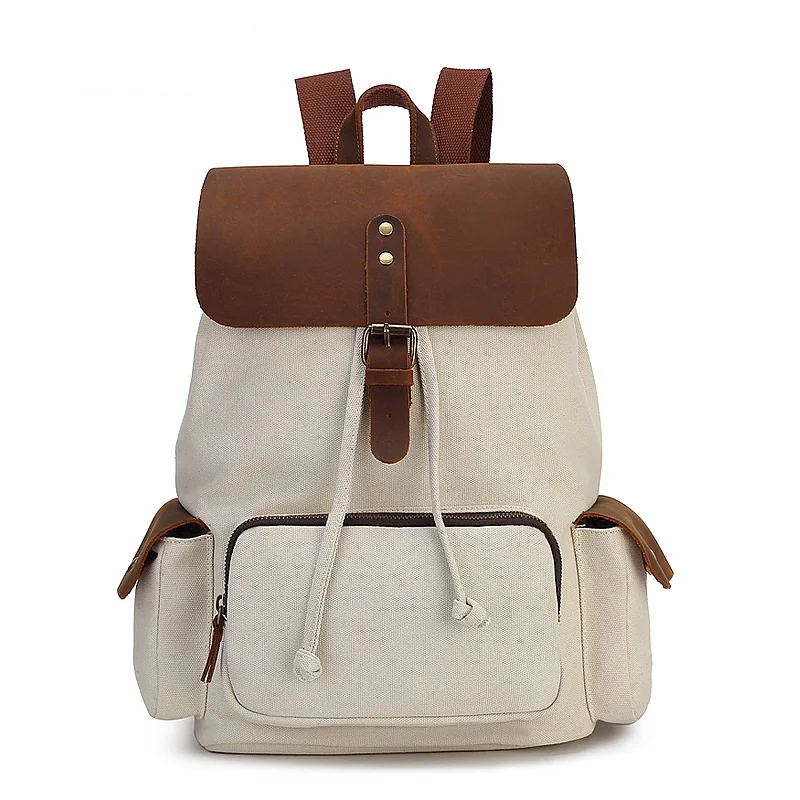 

New Fashion Canvas Backpacks Contrast Color Large Capacity Retro Back Bags Lady Casual Backpack Mochila Ordenador Portatil