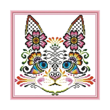 

Cat Embroidery Kit 14CT 11CT Printed on Canvas Counted Fabric DIY Handwork Needlework DMC Chinese Cross Stitch Kits Home Decor