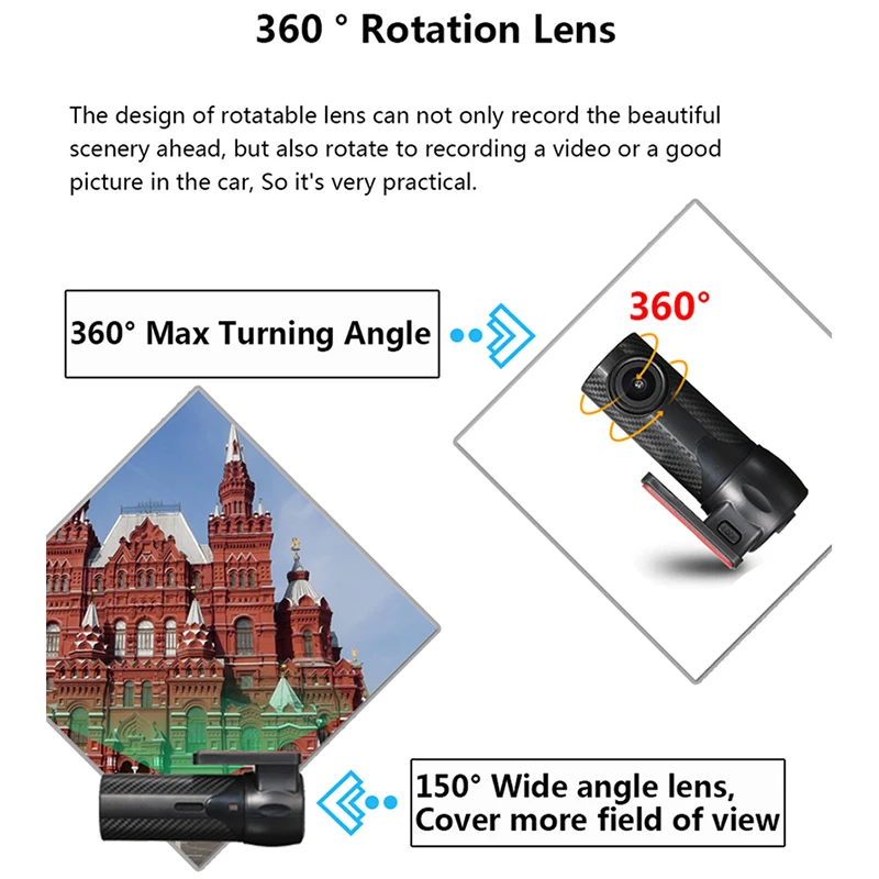 Автомобильный видеорегистратор MaoHooMa камера Dashcam 360 WiFi умная Автомобильная era 1080 P