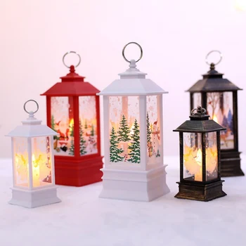 

Christmas Hanging light Candle Light Festival Lantern Christmas Tree Santa Claus Pattern Decorations For Home A