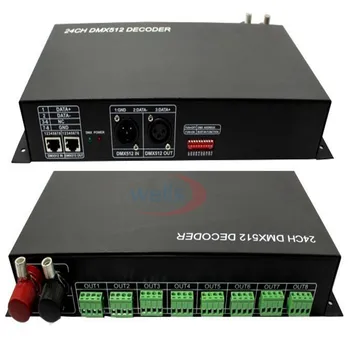 

DMX 512 Digital Signal Controller 24CH RGB LED Light Decoder Dimmer DC 12V-24V