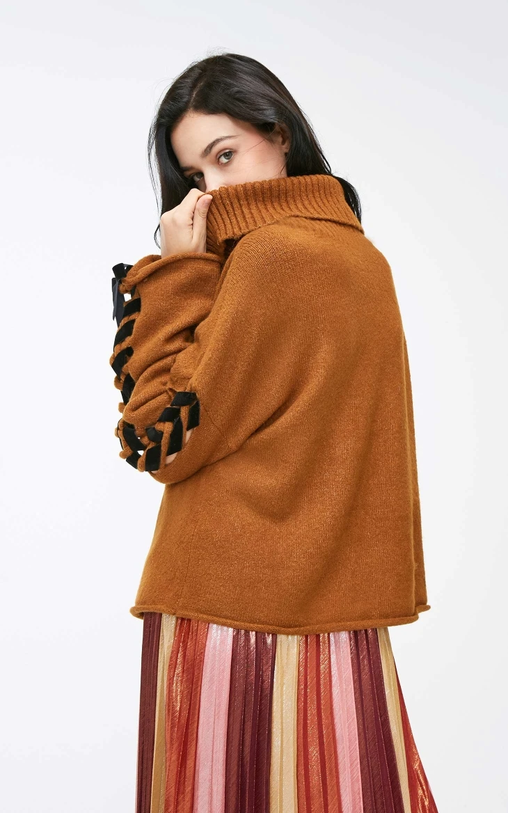 Vero Moda женский свободный крой с вырезом и высоким вырезом на шнуровке вязаный свитер | 318313506