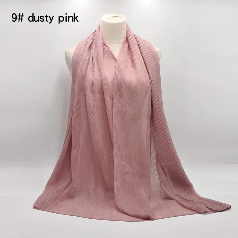 9 dusty pink 180*90 см Высококачественный мусульманский хиджаб, Женский однотонный шарф, шаль, однотонный головной платок, капюшон пашмины, глушитель W109 - Цвет: 9 dusty pink