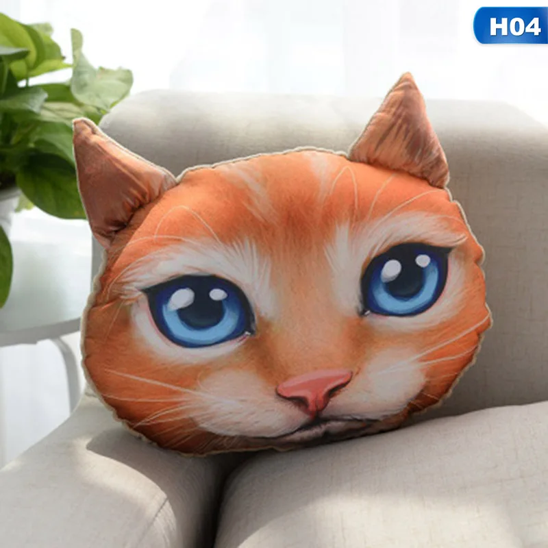 H04 25*25*10 см 3D Кошка Собака Панда Кролик печать голова автомобиля чехлы для сидений шеи Отдых плюшевые подушки безопасности подголовник с наполнением - Цвет: H04